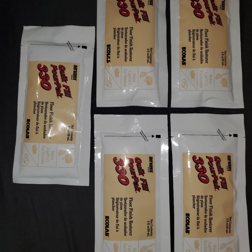 5 New Quik Fill Pourpak 330 Floor Finish Restorer
